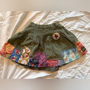 Matilda Jane Olive Green Girls Skirt with Patchwork Trim